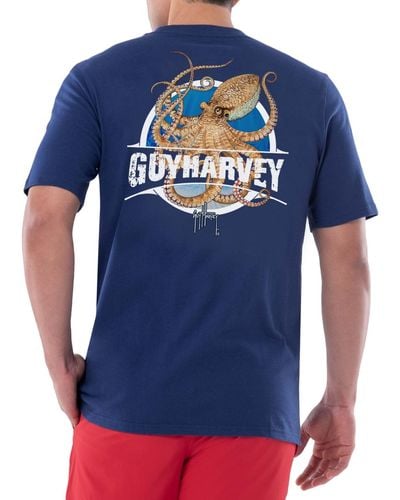 Guy Harvey Short Sleeve Crewneck Graphic Pocket T-shirt - Blue