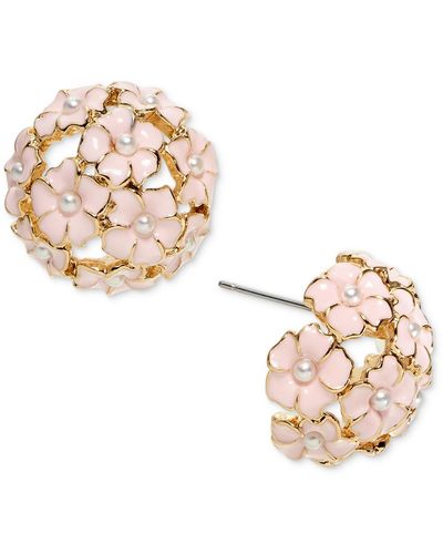 Charter Club Tone Imitation Pearl & Color Flower Cluster Stud Earrings - Metallic