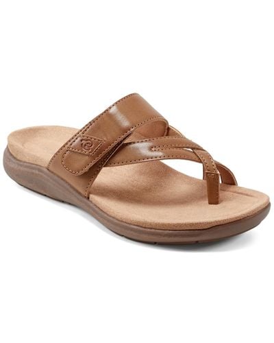 Easy Spirit Wilamena Open Toe Casual Flat Sandals - Brown