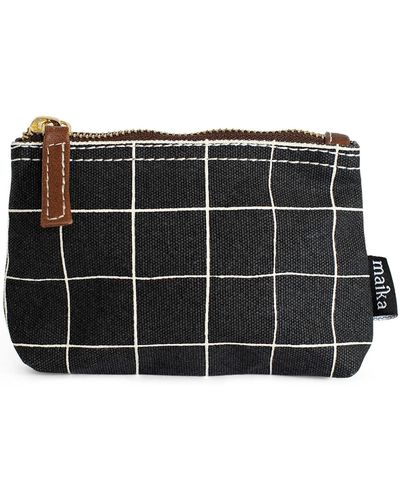 Maika Belvedere Printed Small Zip Canvas Pouch - Black