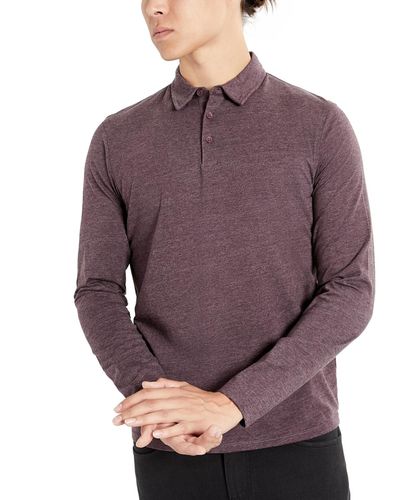 Kenneth Cole Classic Fit Performance Stretch Long Sleeve Polo Shirt - Purple