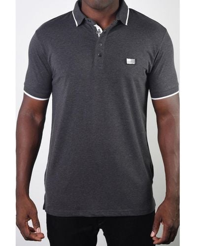 Members Only Basic Short Sleeve Snap Button Polo - Gray