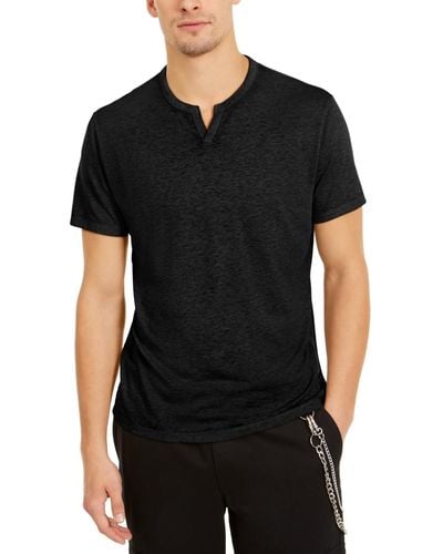 INC International Concepts Split-neck T-shirt - Black
