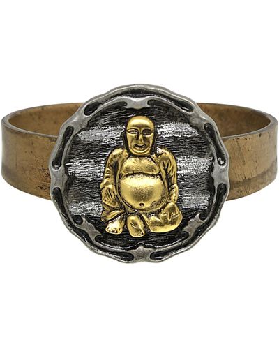 1928 T.r.u. By Matte 14 K Gold Dipped Hinged Bracelet - Metallic