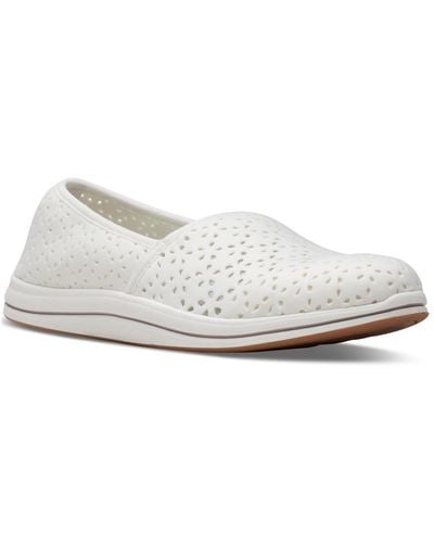 Clarks Cloudsteppers Breeze Emily Perforated Loafer Flats - White