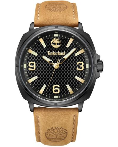 Timberland Bailard Genuine Leather Strap Watch - Black