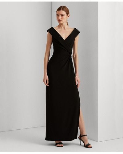 Ralph Lauren Jersey Off-the-shoulder Gown - Black