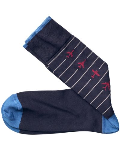 Johnston & Murphy Airplanes Socks - Blue