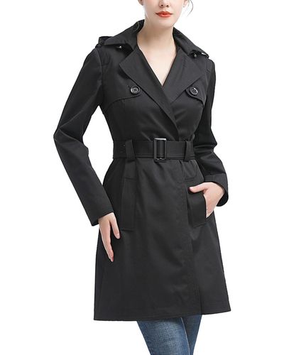 Kimi + Kai Angie Water Resistant Hooded Trench Coat - Black