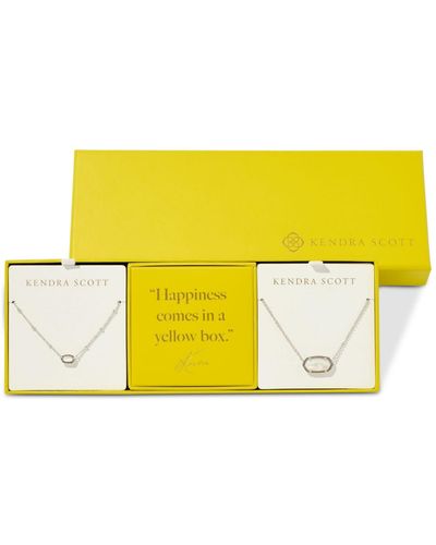 Kendra Scott Silver-tone 2-pc. Set Mother Of Pearl & Pave Large & Small Mini Elisa Pendant Necklaces - Yellow