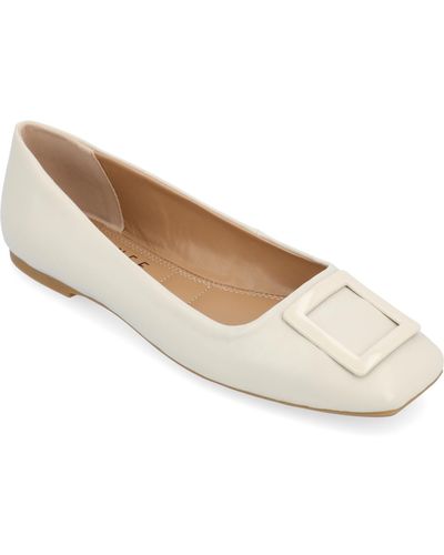 Journee Collection Zimia Square Toe Ornamented Ballet Flats - White
