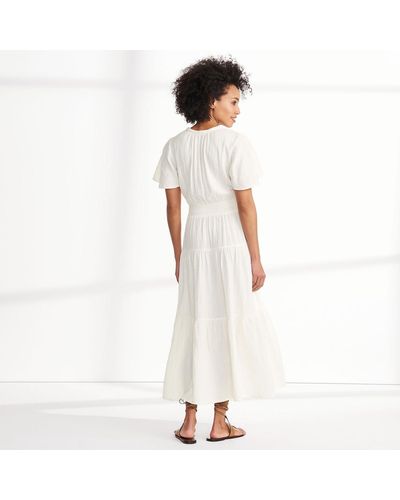Lands' End Gauze Tiered Maxi Dress - White