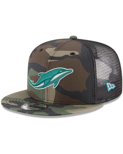 KTZ Miami Dolphins Nfl Woodland 9fifty Snapback Adjustable Trucker Hat - Green