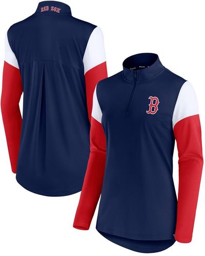 Fanatics Navy And Red Boston Red Sox Authentic Fleece Quarter-zip Jacket - Blue