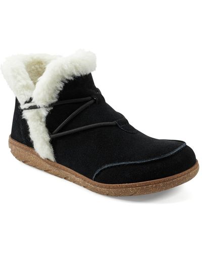 Earth Fleet Cold Weather Lace-up Casual Booties - Black
