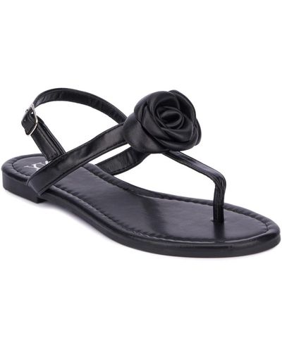 New York & Company Rosette Single Flower Thong T-strap Sandal - Blue