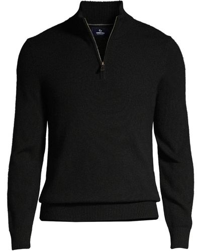 Lands' End Fine Gauge Quarter Zip Sweater - Black