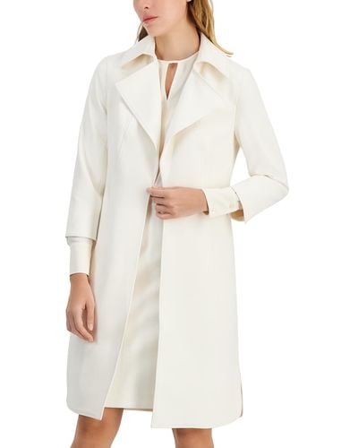 Anne Klein Wide-collar 3/4-sleeve Kissing Coat Topper - White