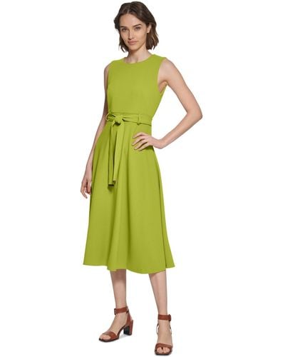 Calvin Klein Belted A-line Dress - Green