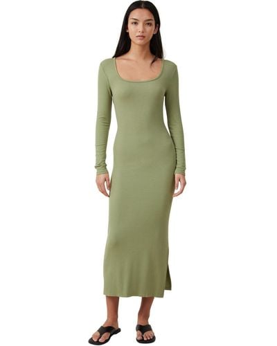 Cotton On Staple Long Sleeve Maxi Dress - Green