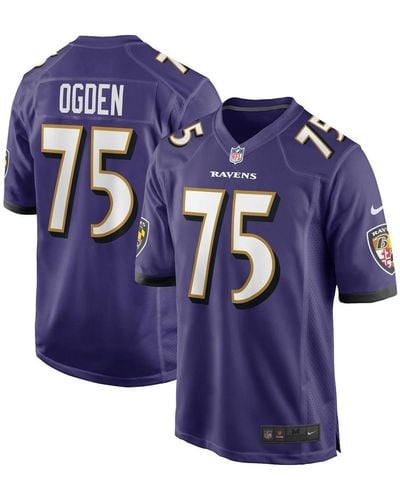 Jonathan Ogden Baltimore Ravens Women's Purple by Name & Number Logo V-Neck  T-Shirt 