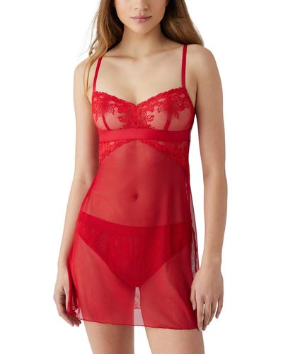 B.tempt'd Opening Act Lace Fishnet Chemise Lingerie Nightgown 914227 - Red