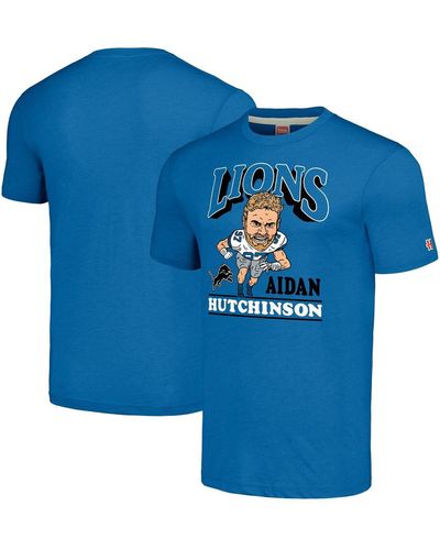 Homage Aidan Hutchinson Detroit Lions Caricature Player Tri-blend T-shirt - Blue