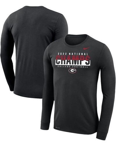 Nike Georgia Bulldogs College Football Playoff 2022 National Champions Legend Performance Big And Tall Long Sleeve T-shirt - Black