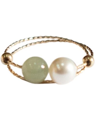 seree Alyssa — Jade & Pearl Ring - Metallic