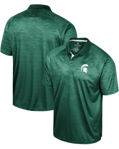 Colosseum Athletics Michigan State Spartans Honeycomb Raglan Polo Shirt - Green
