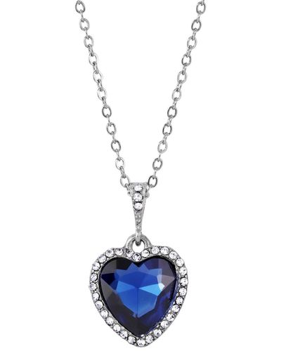 2028 Heart Pendant Necklace - Blue