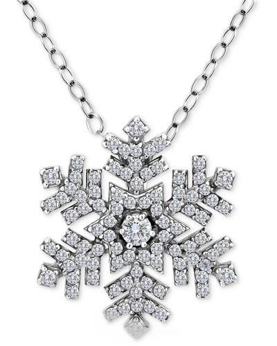 Giani Bernini Cubic Zirconia Snowflake Pendant Necklace - Metallic