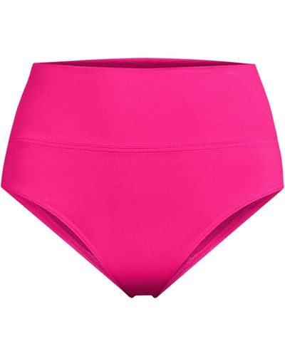 Lands' End Chlorine Resistant Pinchless High Waisted Bikini Bottoms - Pink