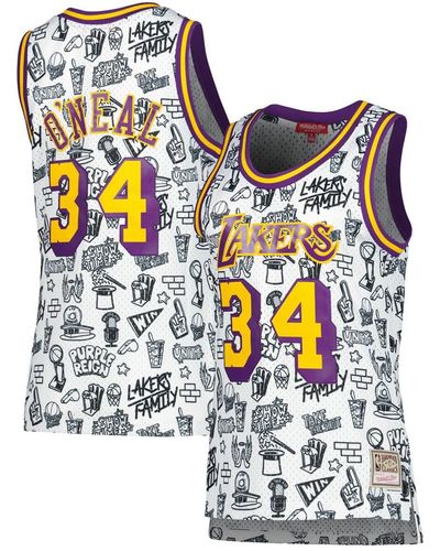 Mitchell & Ness Shaquille O'neal Los Angeles Lakers 1996 Doodle Swingman Jersey - White