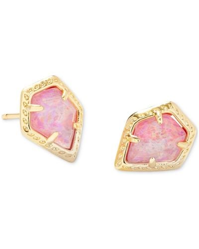 Kendra Scott 14k Gold-plated Framed Drusy Stone Stud Earrings - Pink