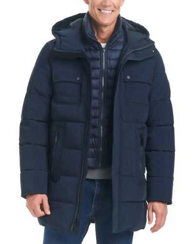 Vince Camuto Hooded Quilted Coat - Blue