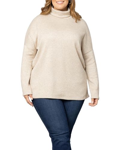 Kiyonna Plus Size Paris Turtleneck Tunic Sweater - Natural