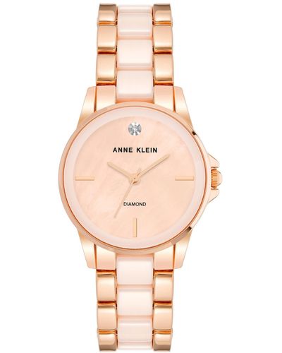 Anne Klein Ceramic & Metal Bracelet Watch 30mm - Pink