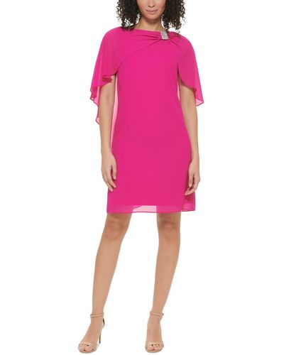 Jessica Howard Rhinestone-embellished Capelet Shift Dress - Pink