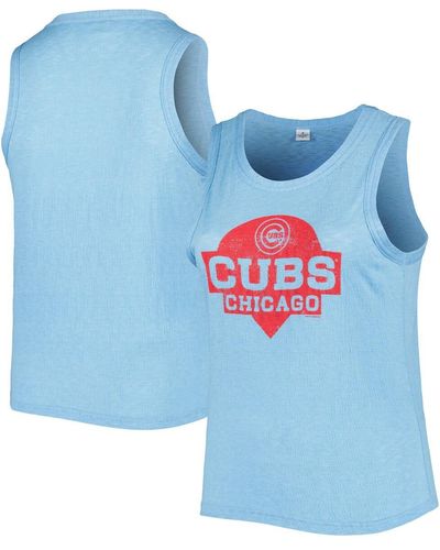 Soft As A Grape Chicago Cubs Plus Size High Neck Tri-blend Tank Top - Blue