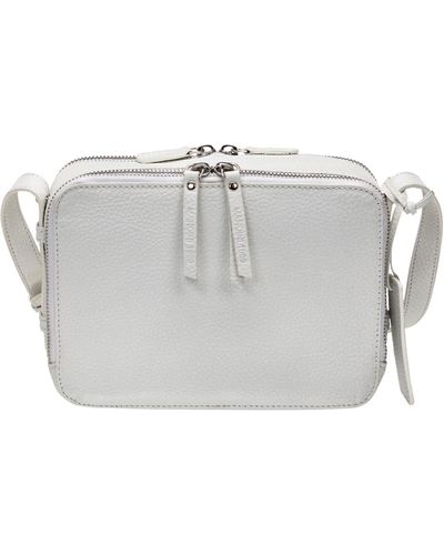 Mancini Pebbled Rachel Camera Style Crossbody Handbag - Gray