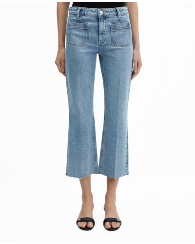 Mango Pocket Detail Flared Jeans - Blue