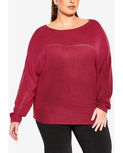 City Chic Plus Size Romance Sweater - Red