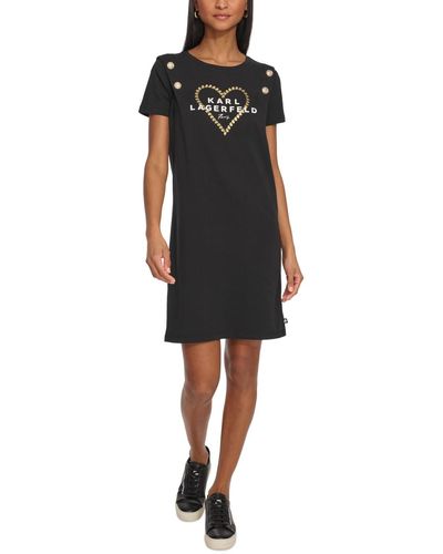 Karl Lagerfeld Heart Logo T-shirt Dress - Black