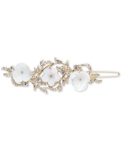 Lonna & Lilly Gold-tone Pave & Mother-of-pearl Flower Hair Barrette - White