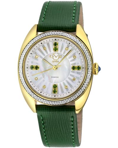 Gevril Palermo Swiss Quartz Green Leather Watch 35mm