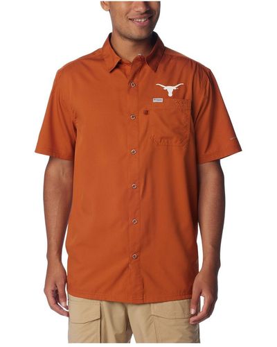 Columbia Texas Longhorns Slack Tide Omni-shade Button-up Camp Shirt - Orange