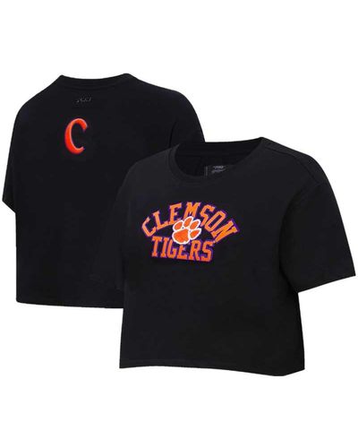 Pro Standard Clemson Tigers Classic Three-hit Boxy Cropped T-shirt - Black
