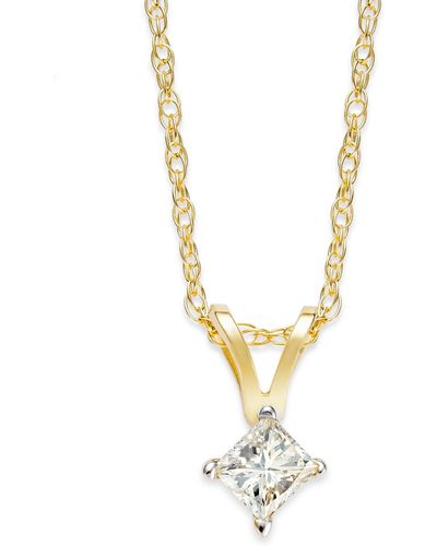 Macy's Princess-cut Diamond Pendant Necklace In 10k Gold (1/6 Ct. T.w.) - Yellow