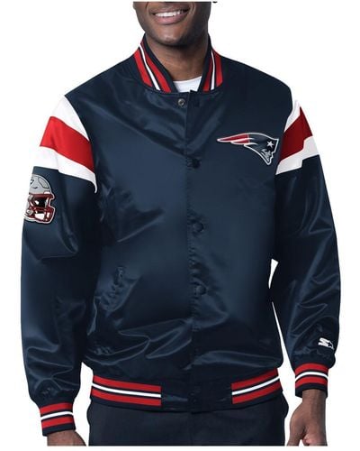 Starter New England Patriots Satin Full-snap Varsity Jacket - Blue